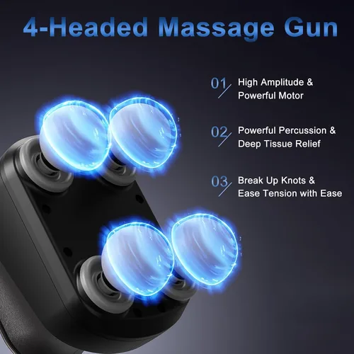 Miniatura 2 de Pistola de masaje de 4 cabezas de tejido profundo, mini pistola de masaje muscular de percusión para aliviar el dolor, masajeador muscular eléctrico