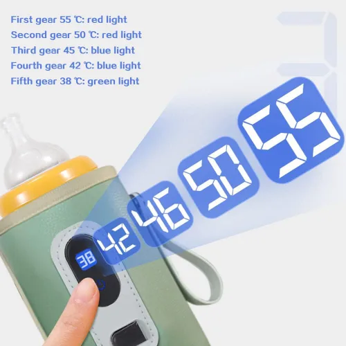 Miniatura 3 de Calentador de leche USB, calentador de biberones portátil con pantalla de temperatura para viajes, camping, calentador de biberones portátil