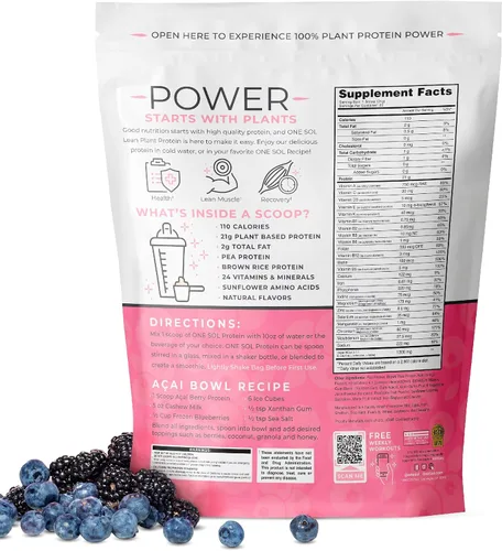 Miniatura 6 de One Sol Proteína magra en polvo a base de plantas, proteína de guisante y arroz integral, baja en carbohidratos, apta para veganos, sin gluten