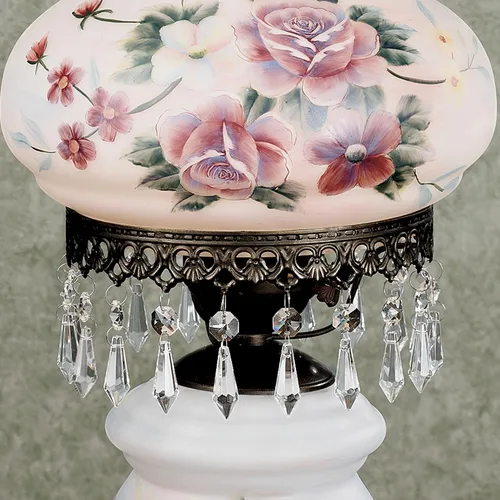 Miniatura 4 de Touch of Class Lámpara de Mesa Beatrice Hurricane Rosa - Estilo Victoriano - Perlas de Cristal, Vidrio - Estética Floral, Rosas - Eléctrica