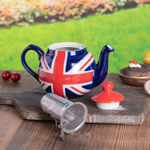 Miniatura 5 de London Pottery Tetera con infusor, cerámica, pintado a mano Union Jack Edición Limitada, 2 tazas (20.3 fl oz)