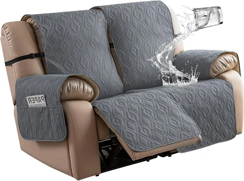 Miniatura 34 de Genina - Funda impermeable para sillón reclinable de dos plazas, funda antideslizante para sofá, funda para sofá reclinable de 2 plazas, funda