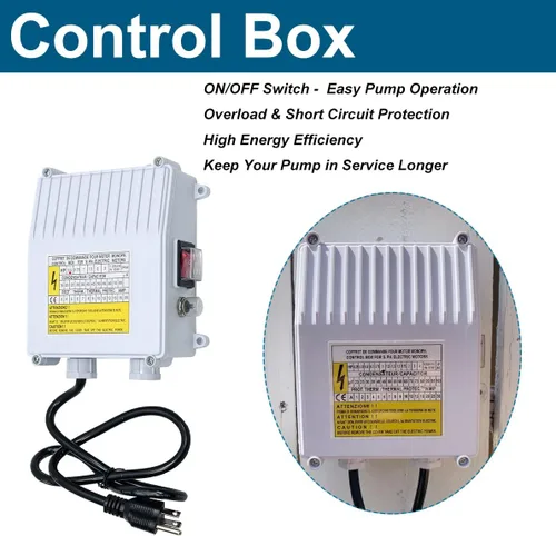 Miniatura 3 de Bomba de pozo profundo de 4 pulgadas, bomba de pozo sumergible de 1/2 HP 110 V con caja de control, cable de alimentación de 33 pies, bomba de agua
