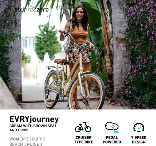 Miniatura 2 de sixthreezero EVRYjourney Bicicleta Cruiser de Playa para Mujeres, Bicicleta Híbrida de Turismo con Cuadro de Paso Bajo