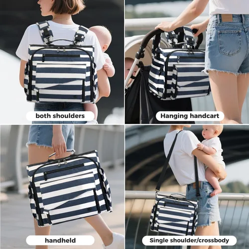 Miniatura 5 de ALLCAMP - Bolsa de pañales grande, cochecito de bebé, convertida en una bolsa de mano Azul marino
