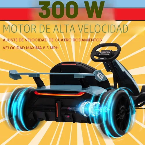 Miniatura 3 de KerryYoo K61 Go Kart - Kart eléctrico de deriva con asiento de longitud ajustable, juguete de paseo al aire libre de 24V con 4 modos de velocidad