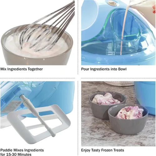 Miniatura 4 de Máquina para hacer helados – Máquina de helados de 1 cuarto de galón para hacer sorbete, helado, helado y yogur congelado – Electrodomésticos de Azul