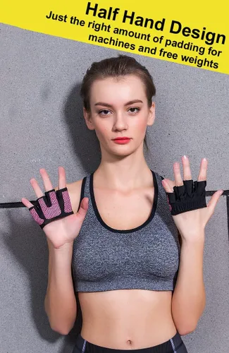 Miniatura 3 de SUJAYU Guantes de entrenamiento para mujeres y hombres, guantes de mano desnuda para levantamiento de pesas, agarres de peso para mujeres, guantes