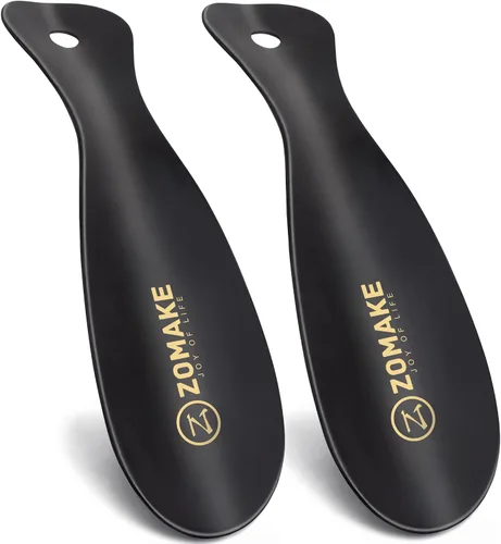 ZOMAKE Bocina de metal para zapatos, paquete de 2 bocinas de acero inoxidable de 7.5 pulgadas, portátil para uso en viajes, Negro -