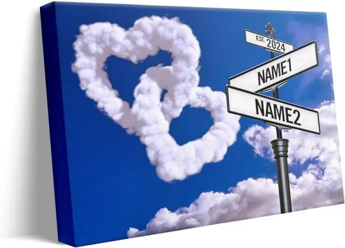 Miniatura 19 de Impresiones en lienzo personalizadas: letrero de calle Crossroads para parejas, arte de pared, nombres y fechas, regalo personalizado, impresión