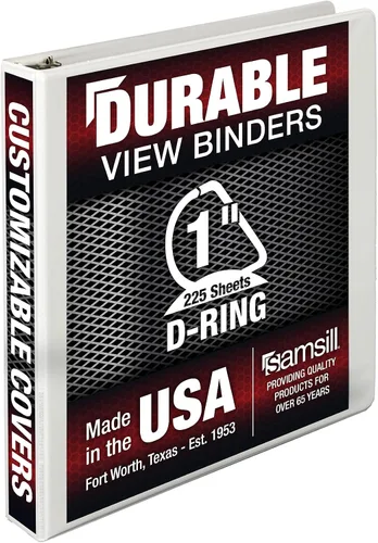 Miniatura 241 de Samsill - Carpeta duradera de 5 pulgadas, fabricada en los Estados Unidos, con anillos en D, transparente y personalizable, color blanco