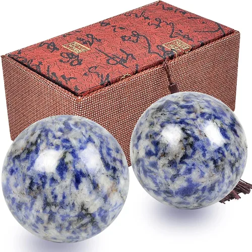 Miniatura 15 de fengshuisale Feng Shui Bolas de salud chinas (azul con fénix y dragón) 3.8cm/1.5" Pulsera de cuerda roja Blanco