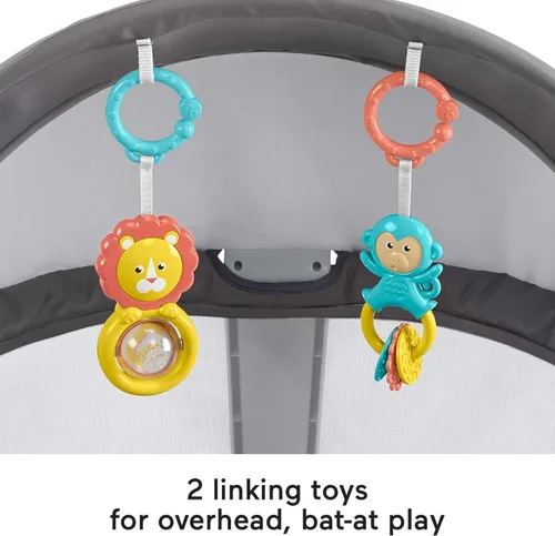 Miniatura 4 de Fisher-Price Moisés Portátil On-The-Go Baby Dome, Espacio de Juego de Viaje con Juguetes de Desarrollo para Recién Nacidos y Toldo, Windmill