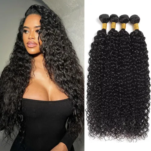 Miniatura 10 de Paquetes de cabello humano brasileño ondulado (14, 16, 18, 20 pulgadas), cabello humano sin procesar 12A, paquetes húmedos y ondulados, extensiones