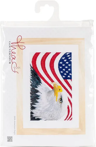 Thea Gouverneur - Kit de punto de cruz contado, águila americana, Aida, 14 unidades, kit de bordado para adultos, hilos de bordado DMC y otros