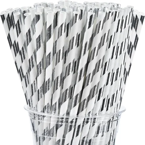 Miniatura 18 de ALINK 100 pajitas rojas, pajitas de papel biodegradables rojas y blancas a rayas para fiestas, eventos, manualidades, suministros de decoración