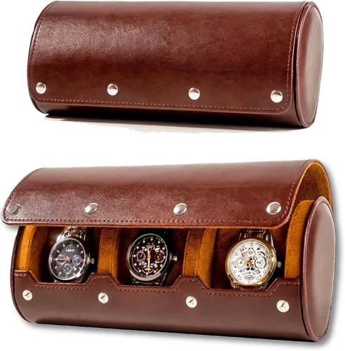 Miniatura 9 de Mr.Okay Funda de viaje para reloj funda de cuero de alta calidad para mujeres u hombres, organizador de relojes portátil para almacenamiento