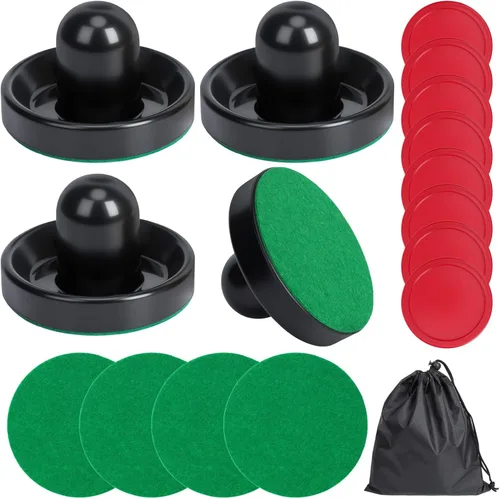 Coopay Paletas y discos de hockey de aire, empujadores de hockey de aire con bolsa de almacenamiento de nailon, accesorios de repuesto para mesas de