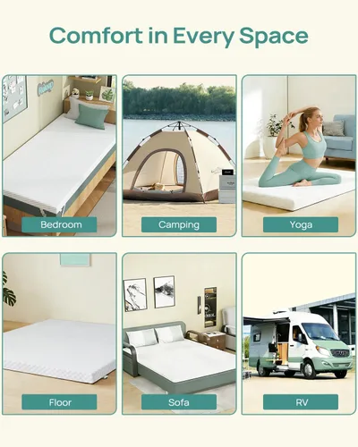 Miniatura 8 de Releep - Cubrecolchón de 3 pulgadas de gel tamaño individual para dormitorio universitario, cubrecolchón firme y refrescante para aliviar