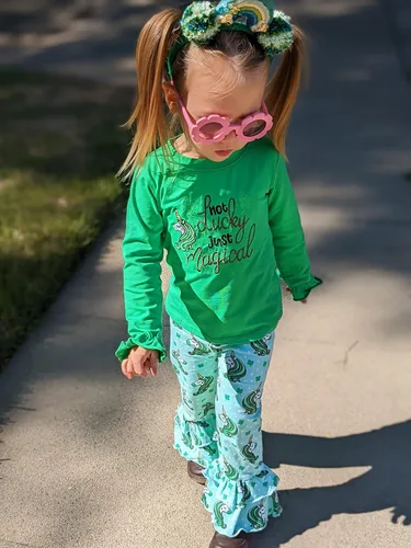 Miniatura 7 de Unique Baby Girls 2pc Matching Outfit For Every Holiday Ruffled Long Sleeve Legging Sets 2