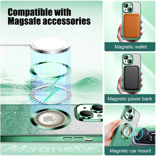 Miniatura 152 de Misscase Funda magnética con purpurina para iPhone 11 compatible con MagSafe, protección completa, delgada, a prueba de golpes, antiarañazos