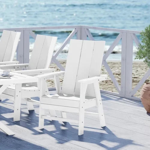 Miniatura 32 de WestinTrends Malibu Outdoor Patio HDPE Adirondack Silla de comedor para patio, color negro
