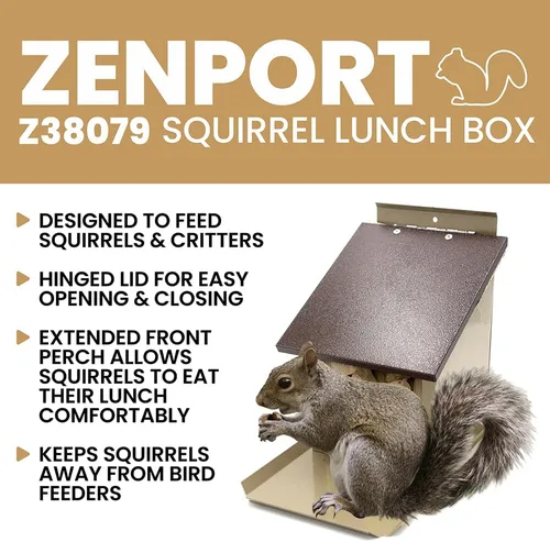 Miniatura 2 de Zenport Z38079 - Fiambrera de ardilla con tolva y comedero para ardillas, ayuda a desviar a las ardillas de los comederos dedicados para pájaros
