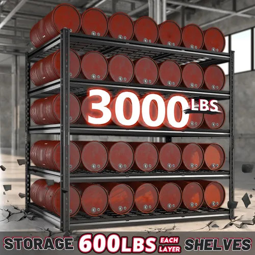 Miniatura 4 de REIBII Estantería de garaje de 55 pulgadas de ancho, estantes de almacenamiento con carga de 3000 libras, estantería de metal ajustable de 5