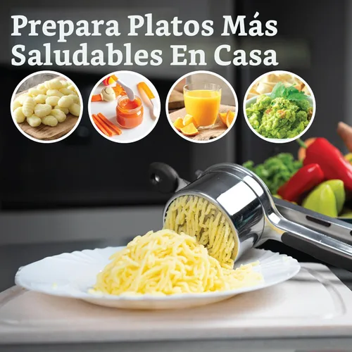 Miniatura 8 de Pasapurés y prensa para patatas de PriorityChef, hace pure de patatas ligeros y esponjosos a la perfección, 100 % de acero inoxidable. Negro