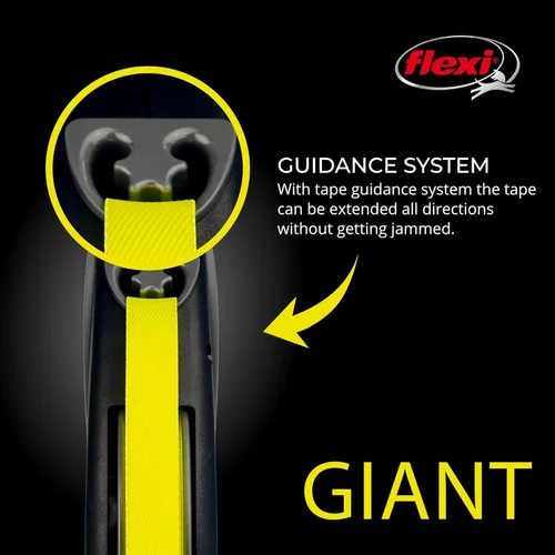 Miniatura 5 de FLEXI Correa Retráctil Giant Tape para Perros Medianos de Hasta 55 libras – 26 pies, Negro Correa para Caminar Mascotas Sin Enredos con Freno
