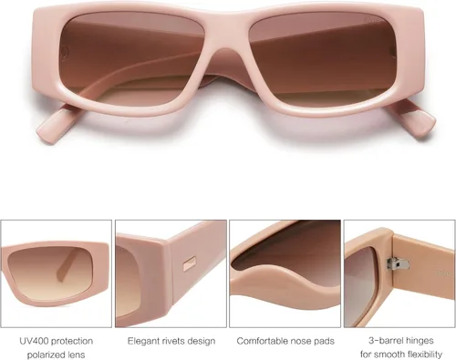 Miniatura 54 de SOJOS Gafas de sol polarizadas rectangulares Y2K de moda para mujeres y hombres, gafas de sol rave de diseñador de moda SJ2228