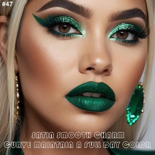 Miniatura 2 de evpct 2 Piezas Lápiz Labial Líquido Verde Esmeralda con Brillo Glitter, Brillo Labial Tinte y Delineador de Labios Retráctil, Set de Maquillaje