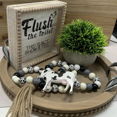 Miniatura 2 de Letreros de decoración de baño con marco de madera estilo bohemio, divertida placa decorativa para baño, pequeña y bonita, decoración de estante
