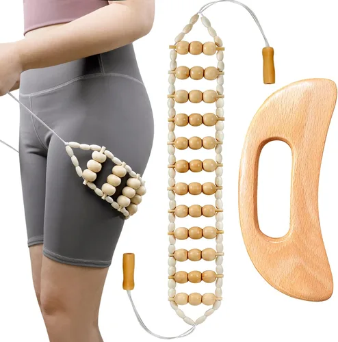 Miniatura 9 de Herramientas de masaje de terapia de madera, kit de maderoterapia, rodillo de masaje de madera, herramientas de cuerda de masaje para esculpir