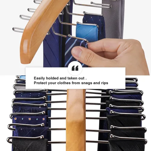 Miniatura 4 de Colgador de corbata con 24 ganchos para armario de hombres, estante de corbata con rotación mejorada de 360°, perchas de corbata para hombres