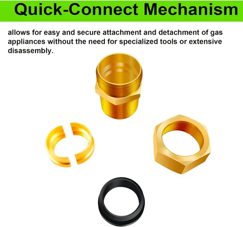 Miniatura 2 de Juego de 4 adaptadores de tubería CSST macho de 1/2'' NPT de latón, adaptador de conexión rápida de gas natural para parrilla, conector
