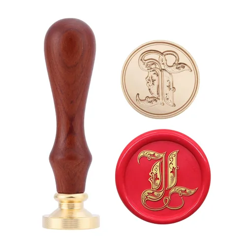 Miniatura 15 de Yoption Sello de cera del alfabeto gótico vintage, sello de cera, sello de cera para tarjeta de Acción de Gracias, sobre, envoltura de regalos
