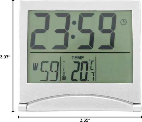 Miniatura 9 de Reloj electrónico compacto con alarma plegable, fácil de leer, reloj atómico de escritorio, ajuste automático, pantalla de reloj despertador digital