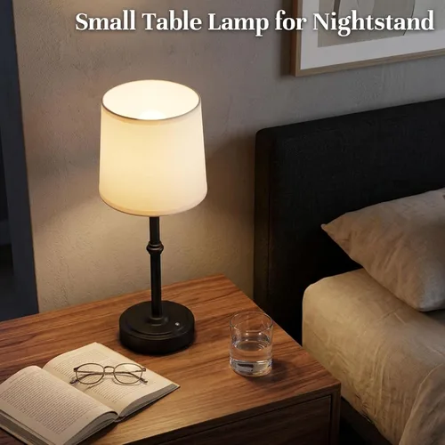Miniatura 2 de FenFud Lámpara de mesa LED inalámbrica, lámpara de escritorio portátil con pantalla de tela, iluminación recargable con batería de 6000mAh, luz