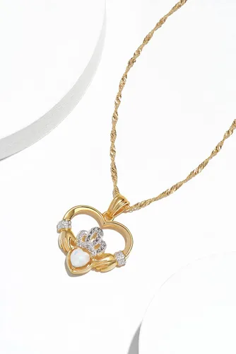 Miniatura 5 de Collar de plata de ley 925 chapada en oro amarillo de 18 quilates, con colgante de corazón de Claddagh de 1.0in con cadena de 18.0in elección