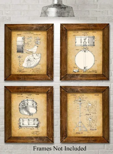 Miniatura 6 de Original Drums - Juego de cuatro fotos (8 x 10) sin marco, hace una gran decoración de estudio de música y regalos para bateristas de menos de $20