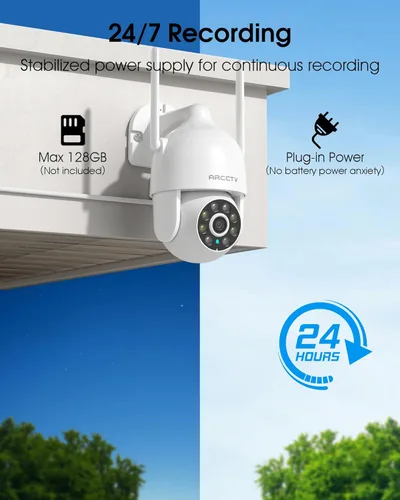 Miniatura 5 de ARCCTV Cámaras de seguridad 2K para exteriores, visión panorámica de 360°, cámara de seguridad WiFi 2.4G/5G con seguimiento de movimiento, foco