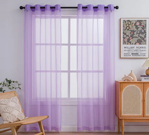 Miniatura 89 de PI - Cortinas traslúcidas con paneles pequeños, cortina transparente para ventana de cocina, mirador, 2 paneles