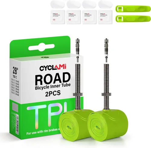 Miniatura 10 de 2 Pack TPU Inner Tube 700C x 18/23/25/28/30/32C, 38g Removable Nozzle Core Road Bike Tire, Metal Presta Length 45/60/80mm