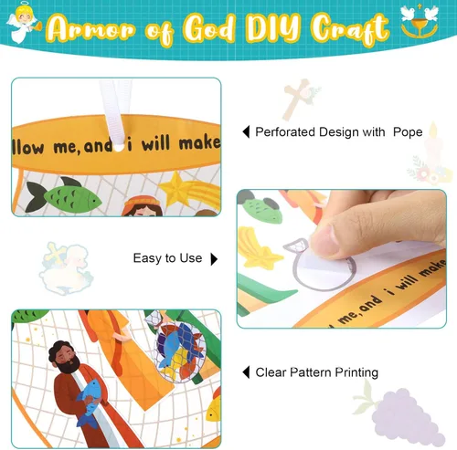 Miniatura 3 de Outus Juego de 36 manualidades religiosas para la escuela dominical de Dios, kit de manualidades VBS cristianas para niños, adorno colgante