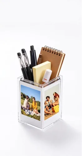 Marco de fotos acrílico, diseñado para Fujifilm Instax Mini, foto Polaroid de 2 x 3 pulgadas. Soporte para bolígrafo, función de caja de