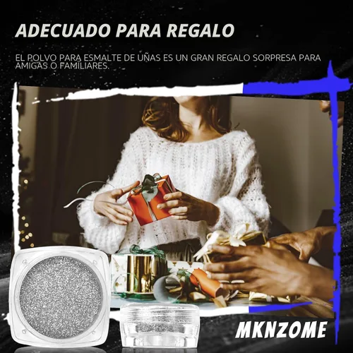 Miniatura 8 de 12 Frascos de Polvo Holográfico para Uñas, Kit de Polvo Cromado para Uñas Negro Azul Conjunto de Polvo de Purpurina Ultra Fino, Pigmento Neón