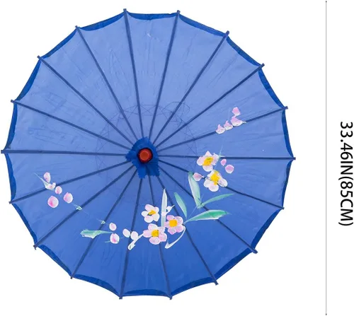 Miniatura 4 de THY COLLECTIBLES Sombrilla china japonesa de 33 pulgadas para bodas, fotografías, disfraces, cosplay, decoración y otros eventos (azul)