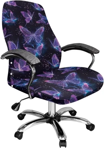 Miniatura 19 de Funda para silla de oficina de mármol morado, lavable, funda para silla de escritorio, fundas para silla de computadora para silla giratoria, silla