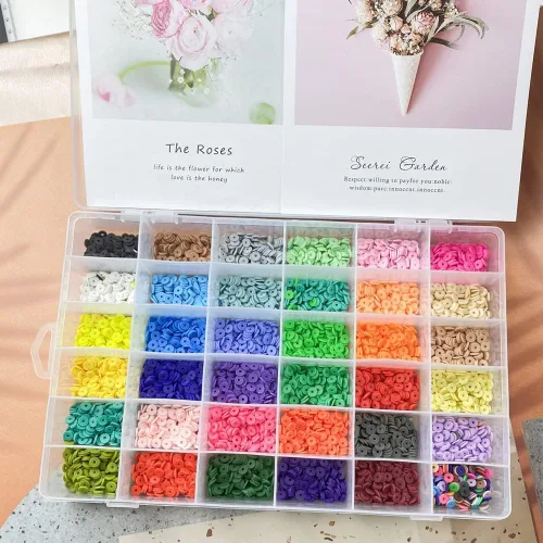 Miniatura 2 de 3000 cuentas Heishi de arcilla polimérica, cuentas espaciadoras planas y redondas para hacer joyas, pulseras, collares, aretes, accesorios